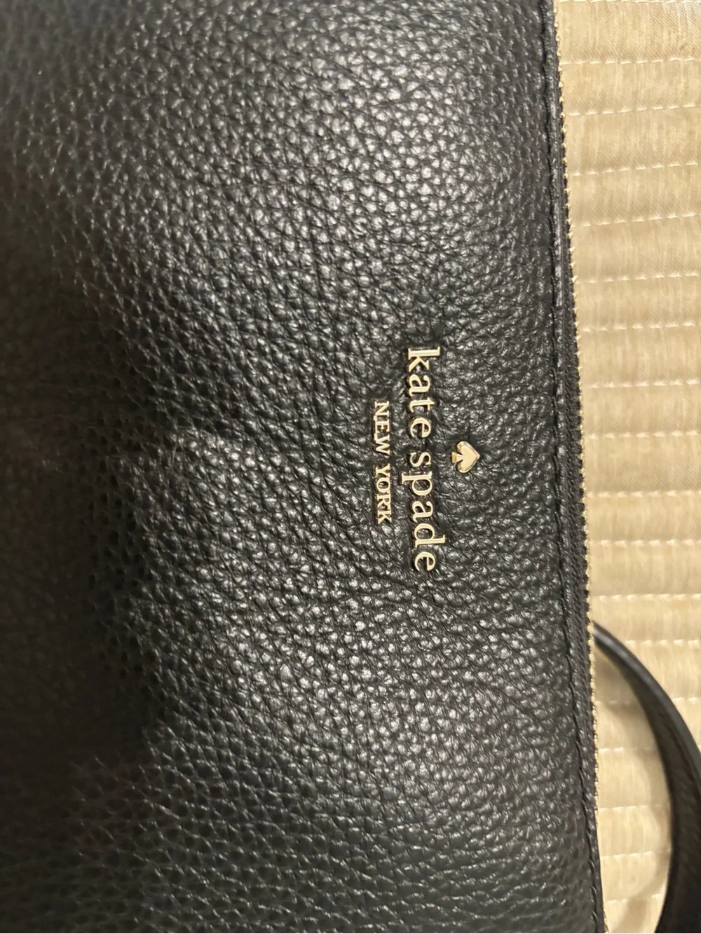 kate spade Black Pebbled Leather Messenger Crossbody